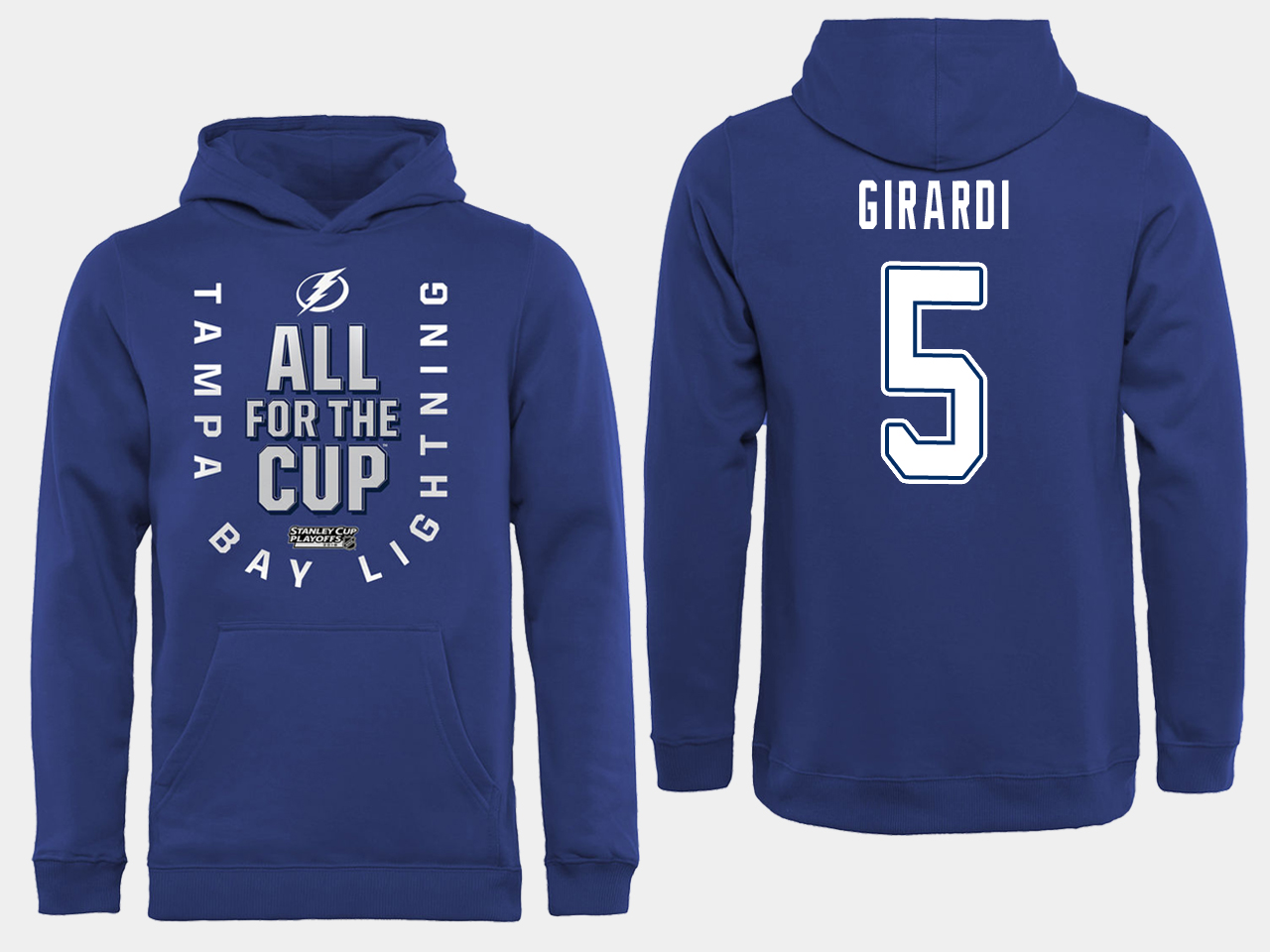 NHL Men adidas Tampa Bay Lightning 5 Girardi blue All for the Cup Hoodie